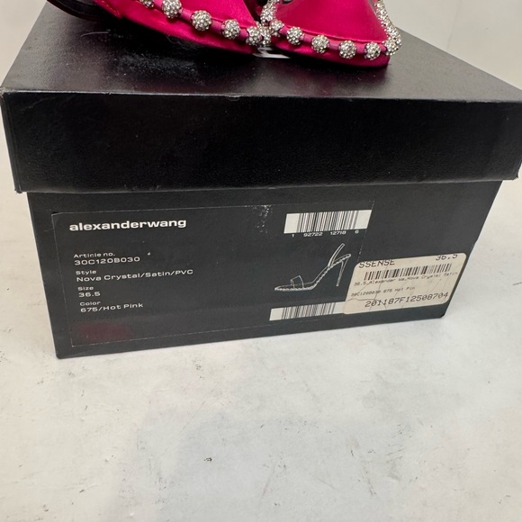 Alexander Wang Nova Crystal Studded Leather Slingback Sandal Heels Pink 36.5